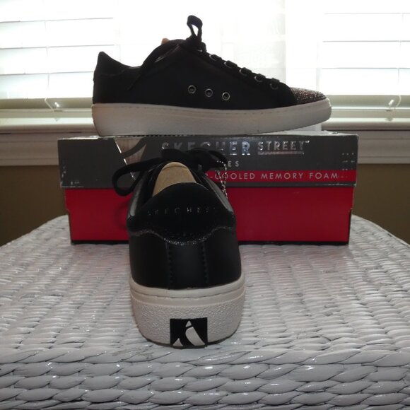 NEW Skechers Women's Goldie-Glitchy Black Rhinestone Toe Lace Up Sneaker 6.5 - Picture 6 of 7